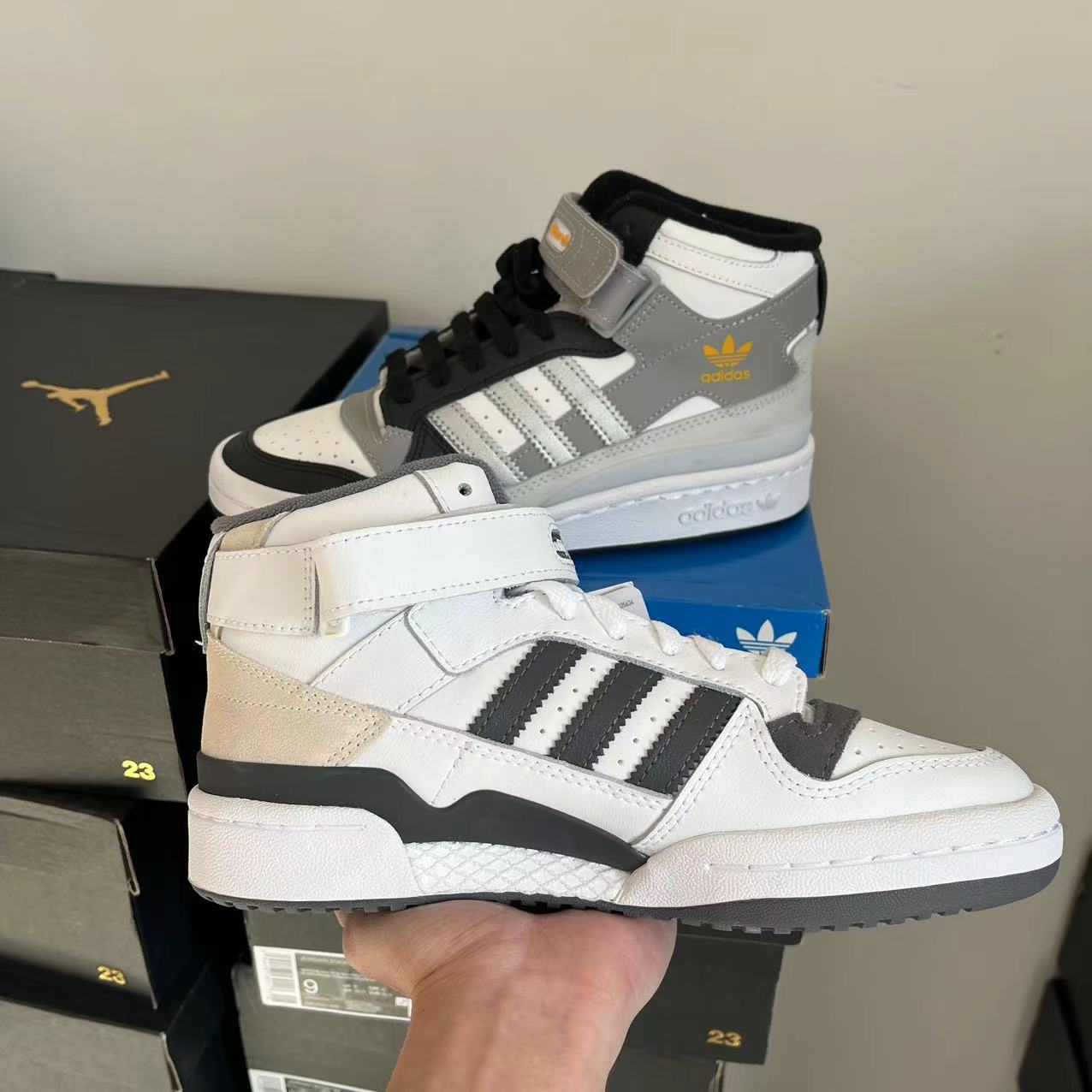 Adidas三叶草童鞋FORUM中帮男童女童复古大童板鞋GY7061 GY7062 - 图1