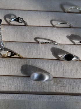 【925银戒指清仓合集】金银简约时髦红黑玛瑙钥匙链条孤品款特价