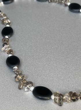 有阅读量。黑玛瑙茶晶天然珍珠串珠项链时髦简约高级知识分子清冷