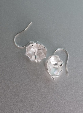 美丽下雨天。 通体s925纯银可爱小雨伞造型耳钩灵动精致灵动小众