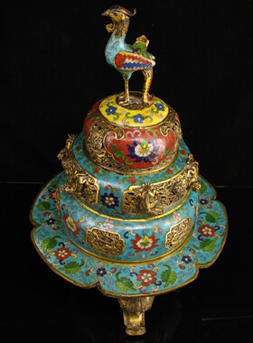 景泰蓝香炉家用室内客厅紫铜胎掐丝珐琅彩纯铜香薰炉摆件净化空气