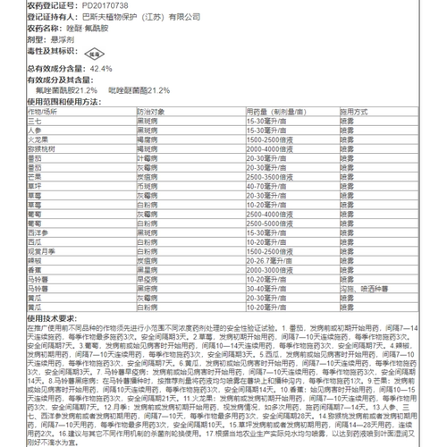 巴斯夫健达嘧菌酯氟酰胺葡萄黄瓜芒果叶霉灰霉病白粉病专用杀菌剂 - 图2
