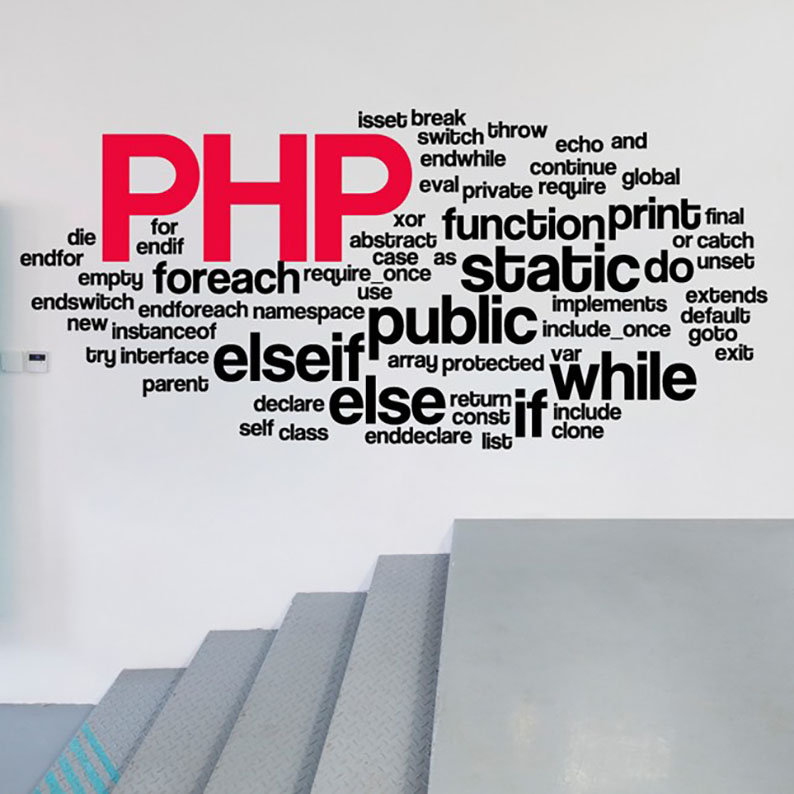 php计算机编程语言贴纸 英文字母科技软件公司背景墙贴纸 c++