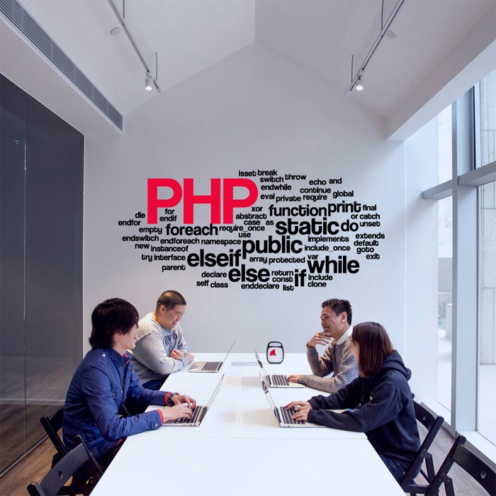 php计算机编程语言贴纸 英文字母科技软件公司背景墙贴纸 c++