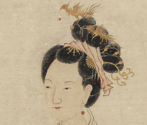 明唐寅嫦娥奔月图唐伯虎仕女图宣纸仿古画挂轴真迹高清复制装饰画_虎窝淘
