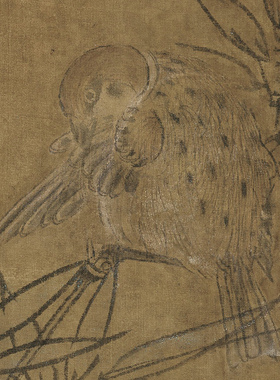竹雀双兔图国画工笔绢本国画超清