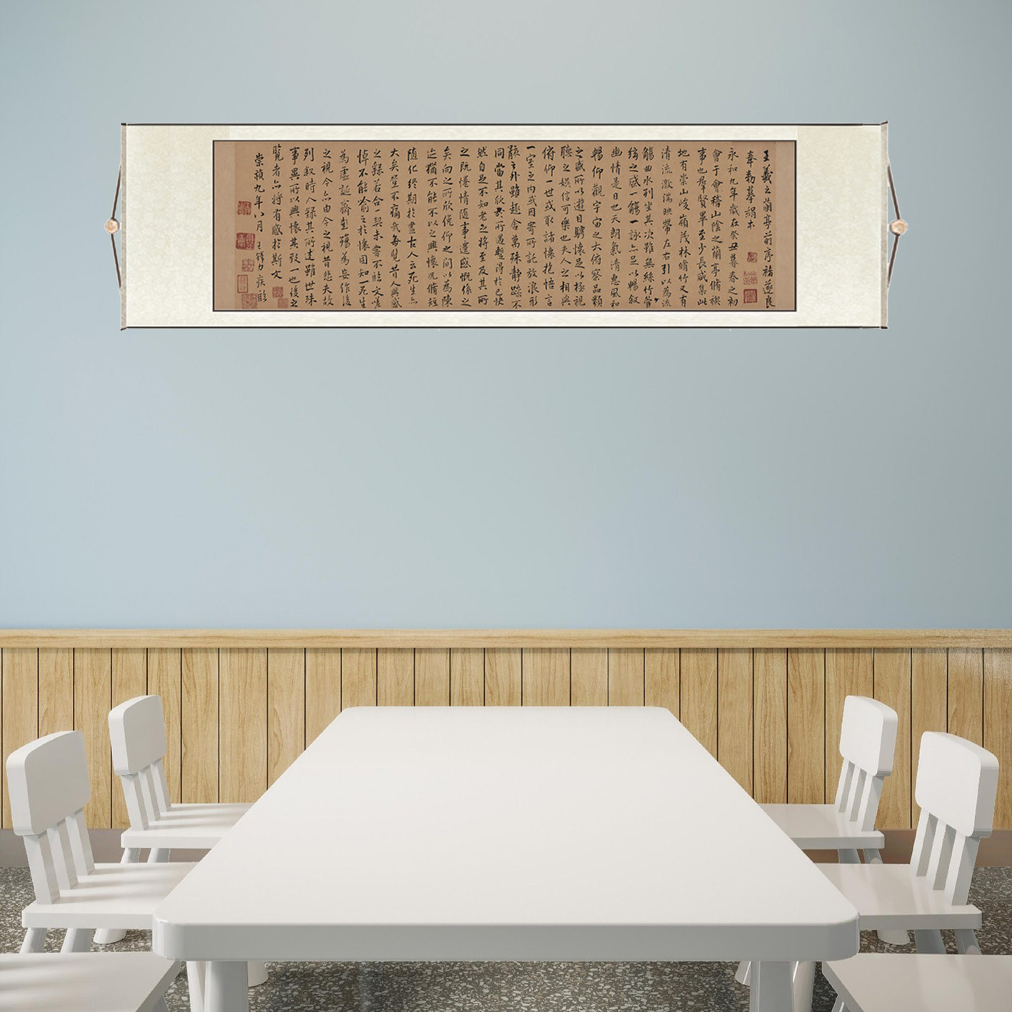 王铎 临褚遂良兰亭序 书法字帖高清复刻家庭工艺品装饰画临摹底稿