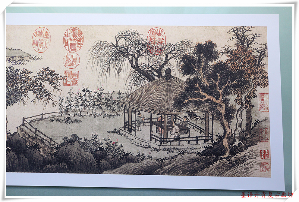 1:1沈周《盆菊图》 宣纸国画真迹高清复制艺术微喷24.4X89cm - 图2