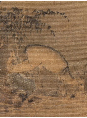 南宋马远松荫观鹿图微喷打印宋代名画山水人物画临摹画稿复制画芯