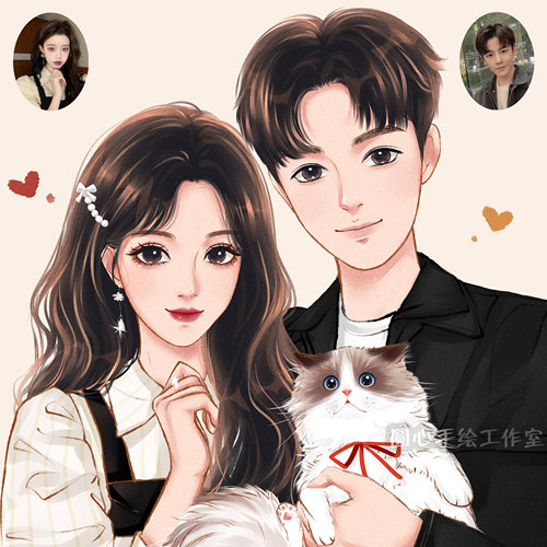 手绘头像定制原创画师约稿q版情侣真人照片代画动漫画卡通设计画 - 图0