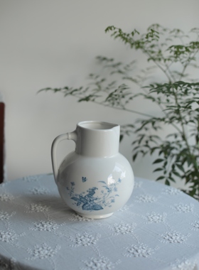 全新欧式复古青花陶瓷水罐花瓶花器花鸟图案摆件瓷器礼物大肚花瓶