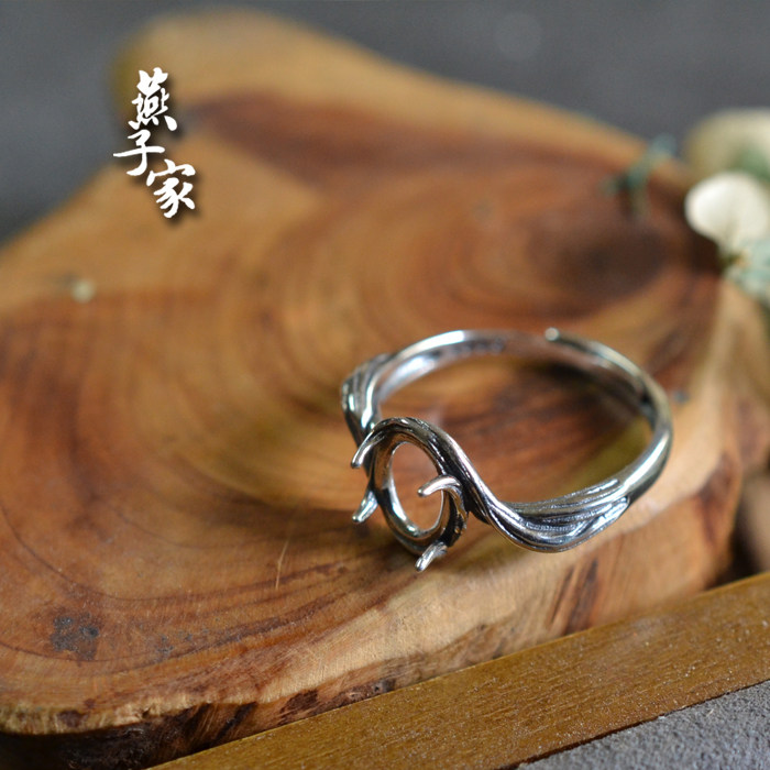 燕子家vintage复古做旧款s925银戒托空托活口小众手作戒指托6*8,淘宝优惠券,粉丝福利购,淘宝优惠卷