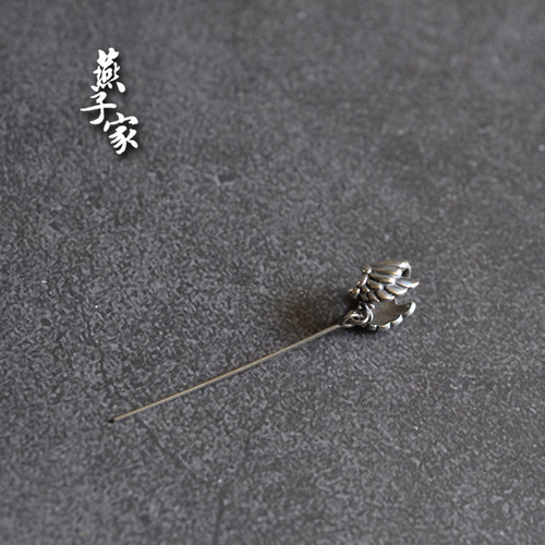 燕子家925纯银胜利之翼复古绕式吊坠头牛鼻孔小孔大绳圈夹扣配件 - 图1