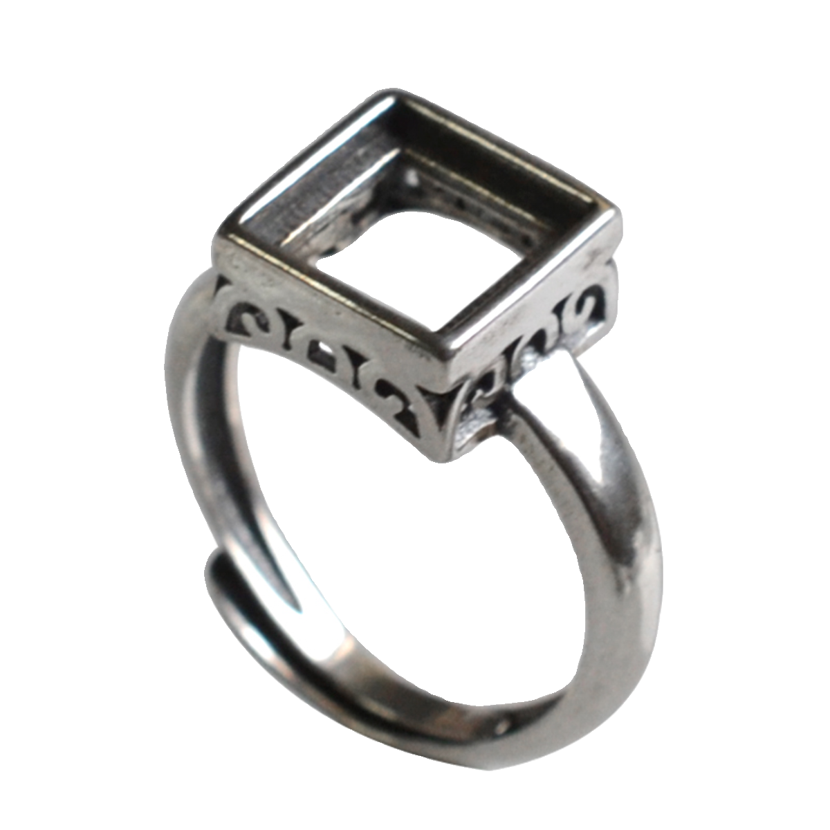 燕子家纯银尼泊尔手工diy刻面尖底宝石戒托925银空托8*8mm方型,淘宝优惠券,粉丝福利购,淘宝优惠卷