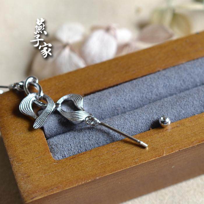 燕子家925银通孔圆珠珠子diy法式复古耳环托拆珠纯银耳饰配件,淘宝优惠券,粉丝福利购,淘宝优惠卷