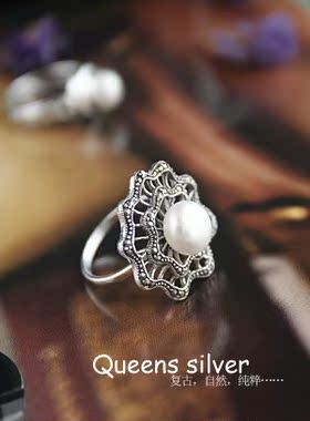 纯银天然14号珍珠戒指