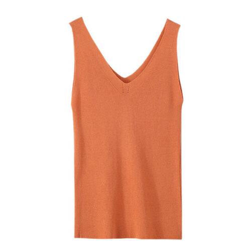 白色小搭无袖打底吊带衫V修身针织冰丝上衣女夏内领背心外穿 - 图3