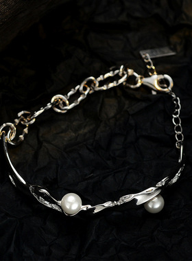 PREDAMS 创意小众设计师款S925纯银潮流时尚百搭ins珍珠手链