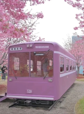 樱花有轨电车装饰模型摆件