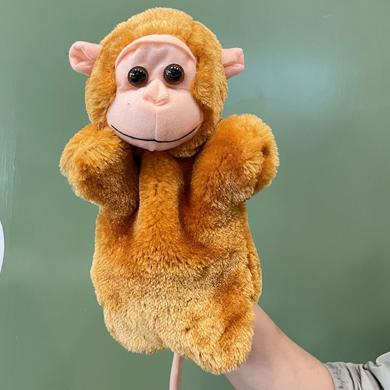萌娃玩具小猴子手偶玩偶毛绒动物手指玩偶幼儿园亲子安抚早教手套-图0