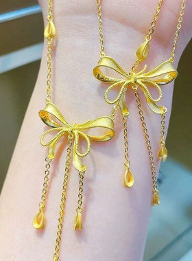 流苏蝴蝶结项链女轻奢2025新款