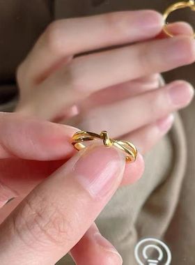 打结戒指不掉色个性ins小众简约