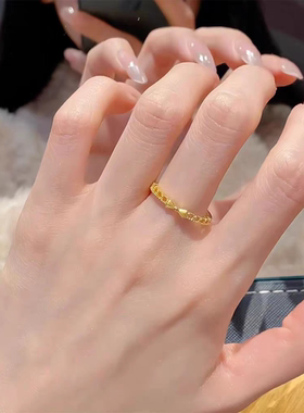 极细高颜值蝴蝶结戒指甜美可爱新款沙金戒指送女友送闺蜜生日礼物
