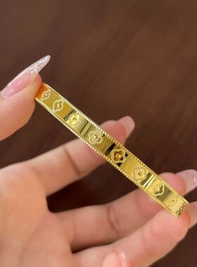 金店同款沙金仿真高品质金万花筒四叶花手镯女新款手环女婚礼饰品