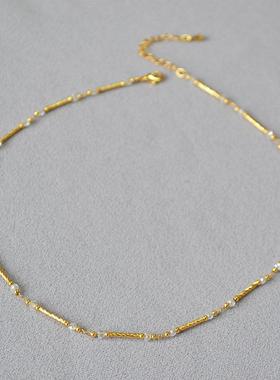 小众设计黄铜镀金闪亮项链