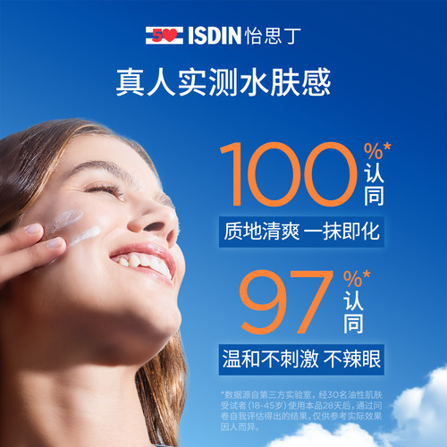 ISDIN怡思丁小蓝瓶防晒霜通勤男女冬日防紫外线面部隔离乳30ml*2 - 图3