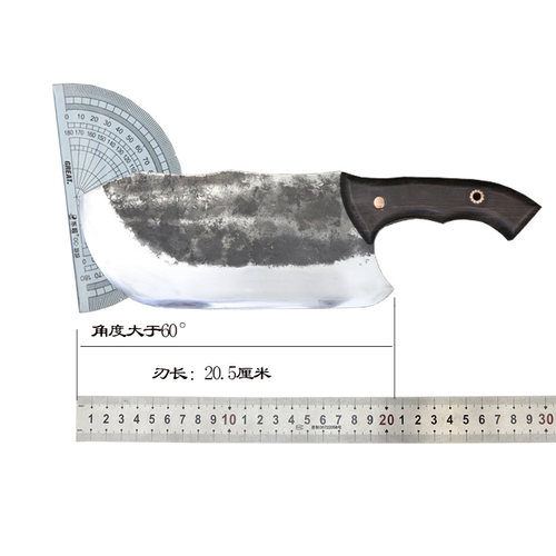 龙泉螭龙手工锻打圆头菜刀厨刀铁刀锰钢网红厨师专用商用厨房刀具 - 图3
