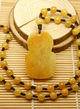 黄玉武财神大关公吊坠项链