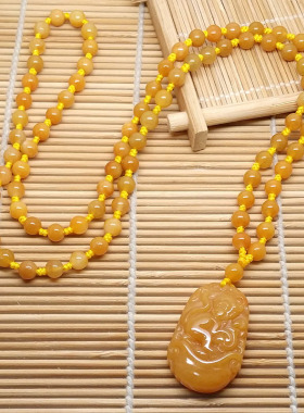 天然黄玉十二生肖牛羊龙狗项链