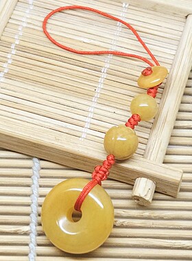 天然黄玉平安扣钥匙扣车挂挂件