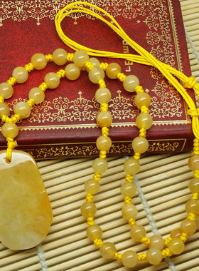 天然黄玉十二生肖吊坠项链短款