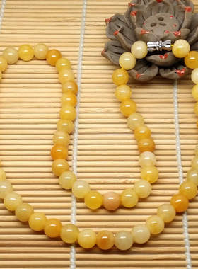 天然黄玉圆珠女款锁骨链