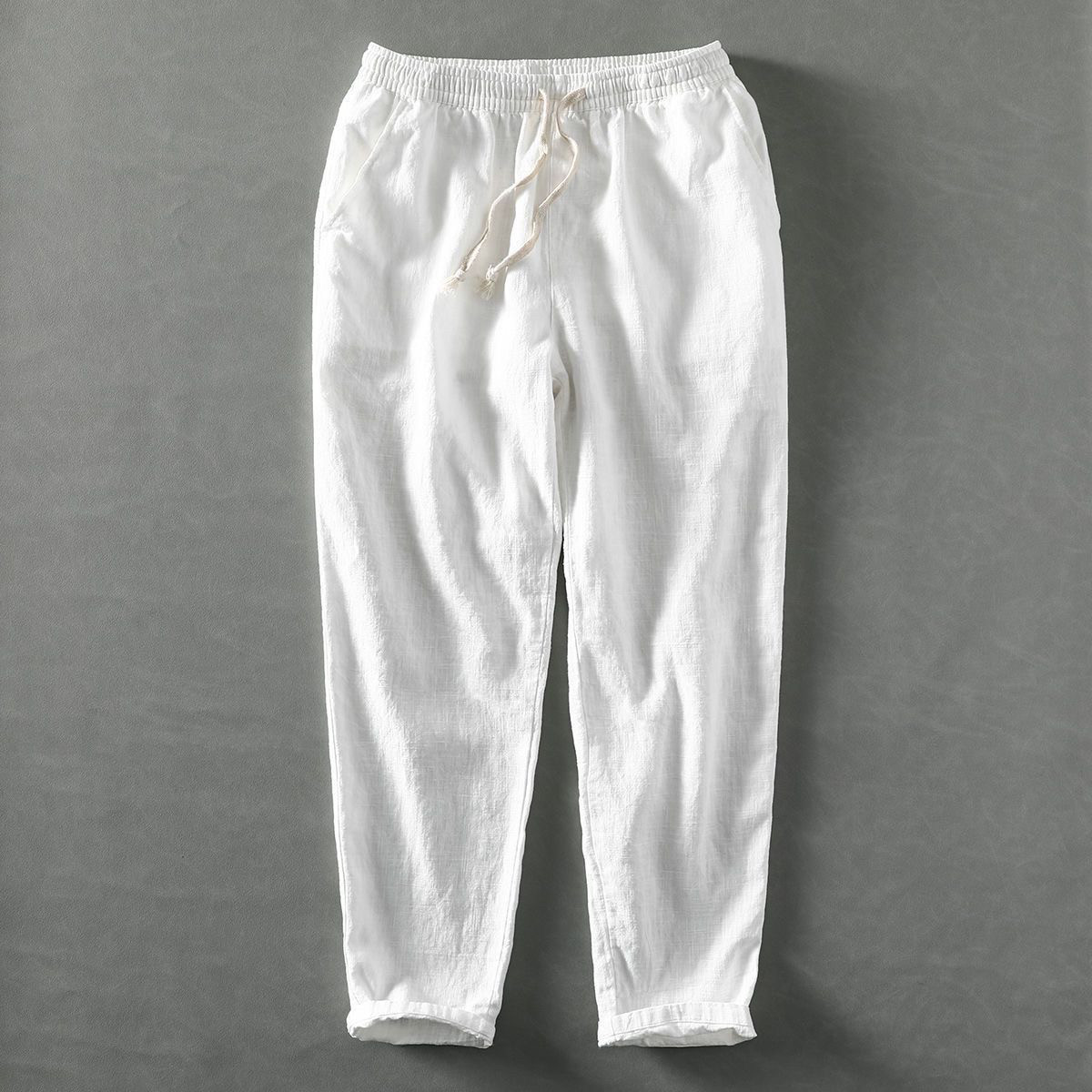 夏季新款亚麻裤男宽松男士棉麻休闲裤防晒潮流日系男裤纯色长裤子