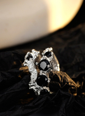 韩版简约个性纯银镂空戒指