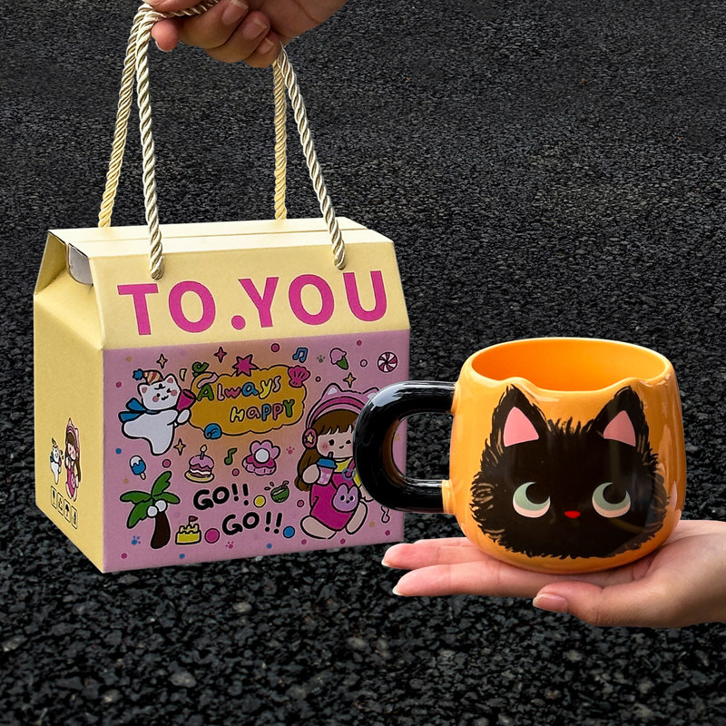 生日礼物女生创意猫咪马克杯送闺蜜水杯高颜值实用杯子男生陶瓷杯