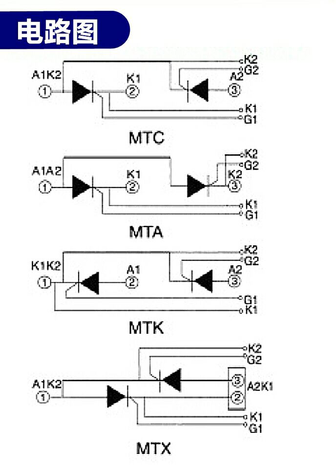 晶闸管可控硅模块MTC110A /55/90/160/200A 250A 500A 1000软启动 - 图2