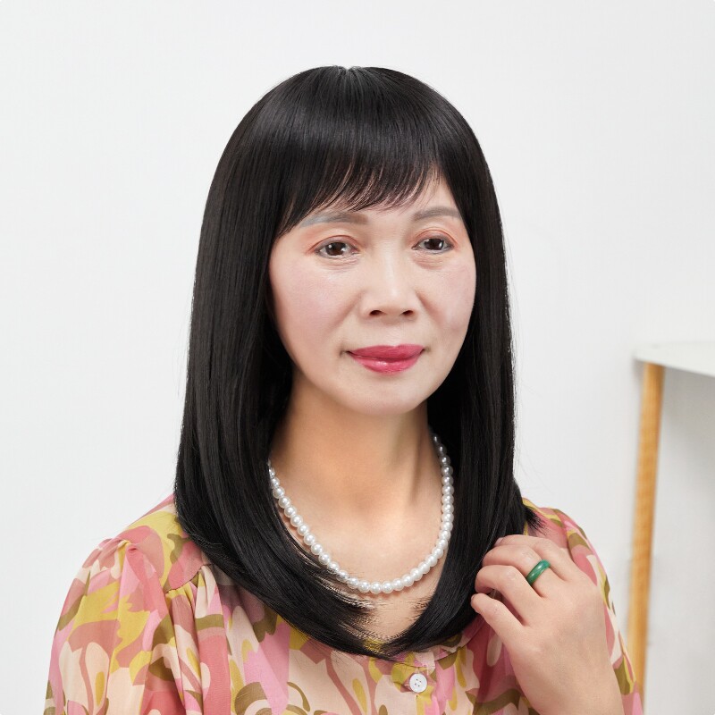 假发女全头套中长款妈妈款黑色直发中老年真发自然可扎整顶假头发