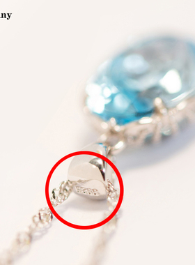 浪漫蕾丝款天然托帕石吊坠S925纯银镀金项坠海蓝宝石色项链女证书