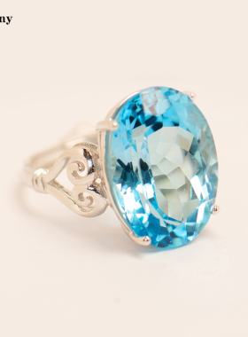 风传花信女士托帕石纯银戒指