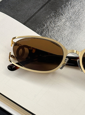 墨镜Vintage中古个性镂空椭圆形