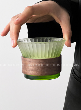 玻璃渐变绿轻奢玻璃水杯子咖啡杯
