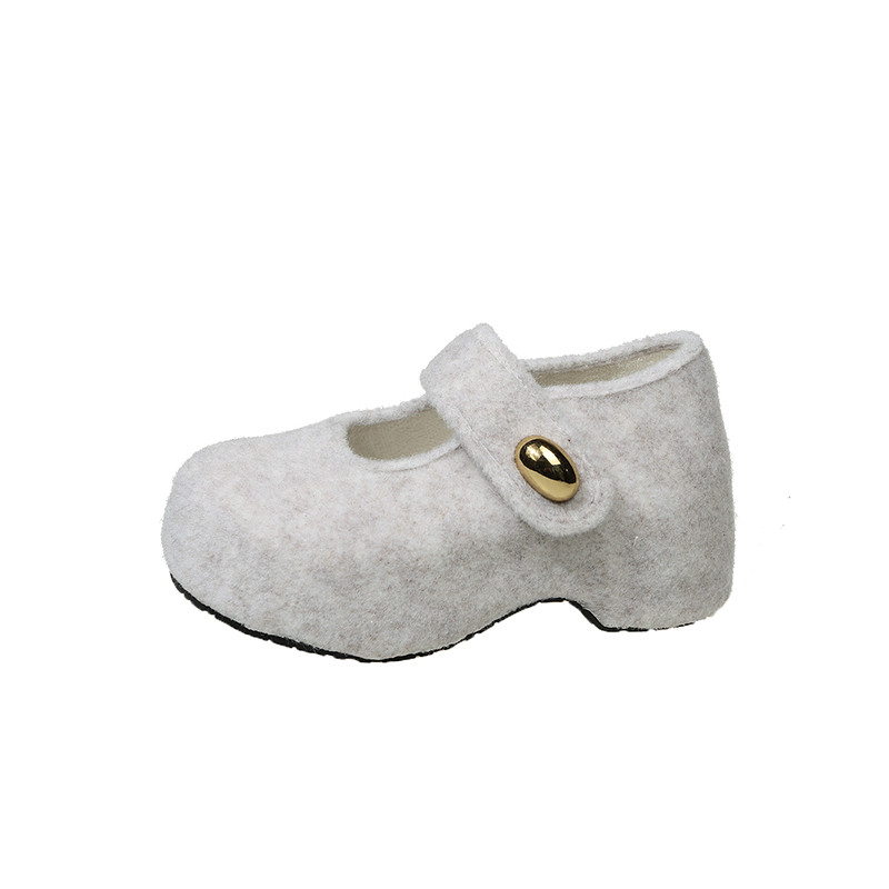 欧货毛呢松糕厚底毛毛鞋女百搭魔术贴玛丽珍小个子增高加绒乐福鞋,淘宝优惠券,粉丝福利购,淘宝优惠卷