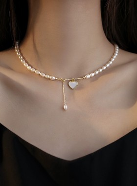小众气质设计爱心珍珠项链