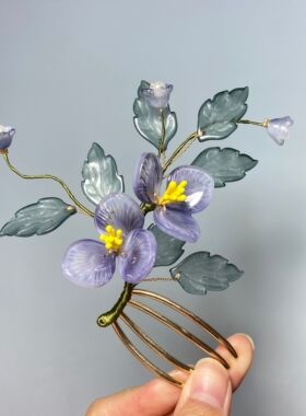 发梳琉璃藤蔓花草雾霾蓝
