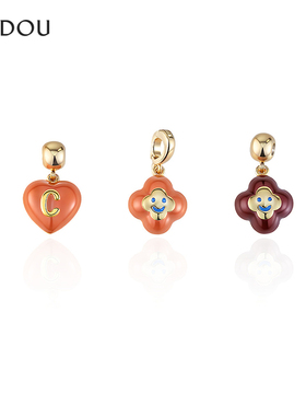 AJIDOU阿吉豆项链女款笑脸花花吊坠DIY短颈链