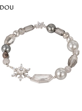 AJIDOU阿吉豆雪夜奇境系列优雅时尚女款雪花串珠手链首饰手环饰品